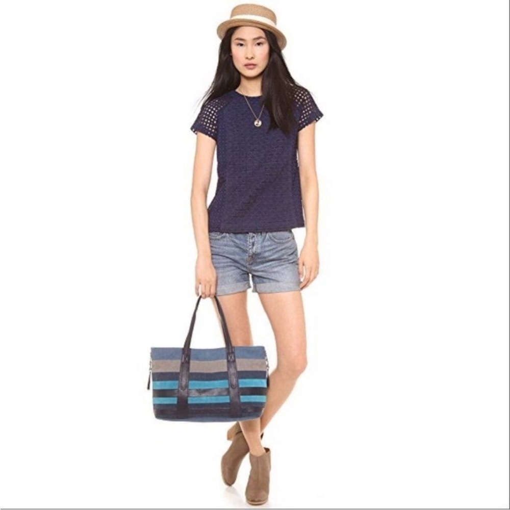 Madewell Navy Blue Eyelet Hideaway To Sz S - Picture 2 of 8